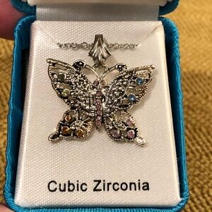 Cubic Zirconia butterfly necklace